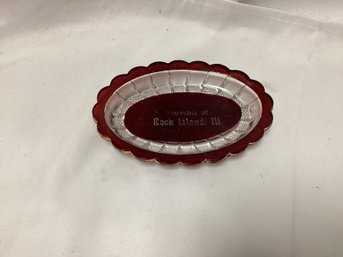 Rock Island Vintage Flash Ruby Glass Souvenir