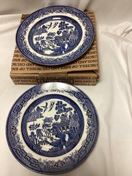 Churchill Blue Willow Dinner Plates