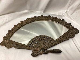 Antique Brass Fan Mirror