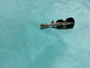 Vintage Enameled Guitar Brooch