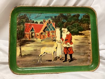 Antique Christmas North Pole Tray - Made In Japan