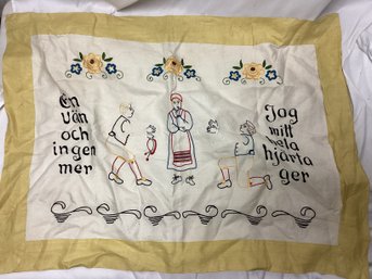 Vintage Embroidered Swedish Pillow Case