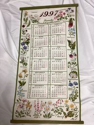 1997 Linen Floral Swedish Wall Hanging Calendar