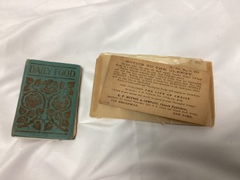 1874 Notice To The Clergy & 1928 Daily Food Book