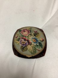 Embroidered And Bakelite Antique Compact