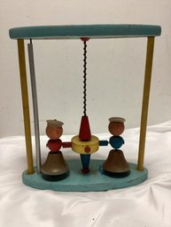 Vintage Playskool Navy Bell Toy Wooden Soldiers On Bells