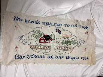 Handmade Swedish Embroidered Pillowcase