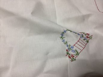 Handmade Swedish Embroidered Linen Handkerchief