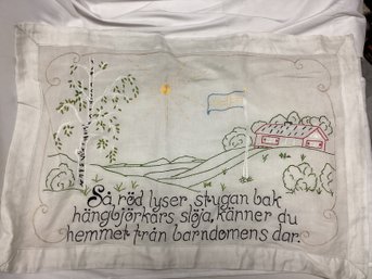 Handmade Embroidered Swedish Pillow Case