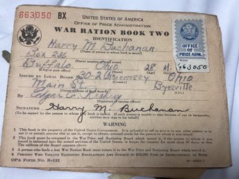 War Ration Book Two With Original Paperwork