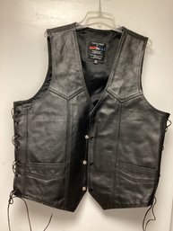 Mossi Leather Motorcycle Vest - Size 44