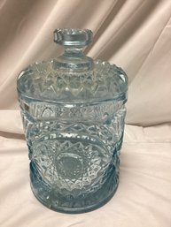 Imperial Blue Lidded Glass Cookie Jar