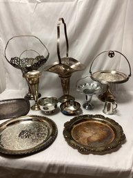 Bridal Baskets And Trays - Antique Silverplate