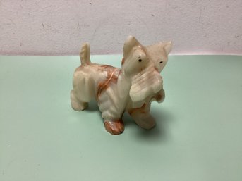 Hand Carved Onyx Scotty Dog Figure