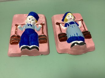 Vintage Ceramic Dutch Water Girl And Boy