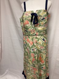 French Style Fabric Thick Strap 70s Dress