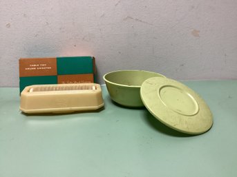 Vintage Tidy Table Crumb Sweeper In Box And Vintage Bowl