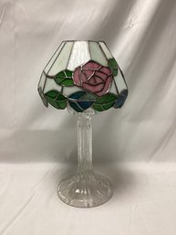 Crystal Candle Holder Stained Glass Shade