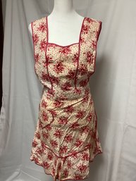 1970s Vintage Red/white Floral Handmade Apron