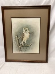 E. Rambow Framed Owl Artwork