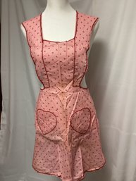 1970s Vintage Pink/white Rose Pattern Handmade Apron