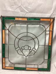 Irish Claddagh Stained Glass Window Panel