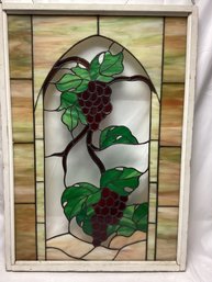 Tiffany Style Grape Vine Stained Glass Window Panel