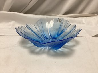 Mats Jonasson Sweden Blue Lead Crystal Bowl