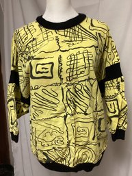 1980s Yellow And Black Design Long Sleeve Shirt