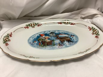 Christineholm Porcelaine Lars Carlson Gnome Tom Tom Platter And Butter Dish