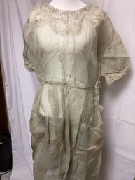 Antique Handmade Silk And Lace Dress