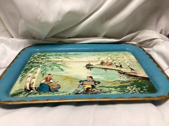 Swedish Folk Art Courting Serving Tin Tray