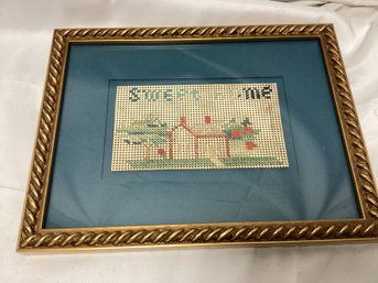 Sweet Home Needlepoint On Victorian Paper Framed