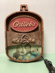 Vintage Ortlieb's Vintage Beer Advertising Sign - Works!