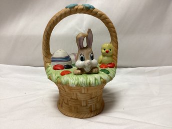 Vintage Easter Bunny Basket Musical Figure
