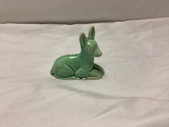Vintage Green Sitting Ceramic Deer