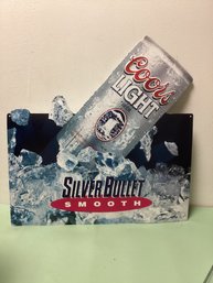 1992 Coors Light Silver Bullet Smooth Metal Advertising Sign