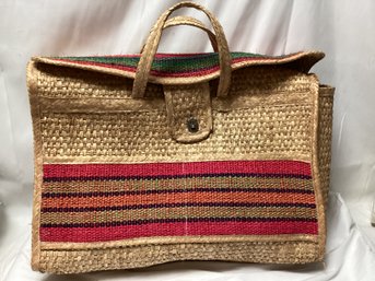 Very Large Straw Woven Beach Bag