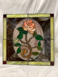 19th Century Art Deco Flower Stained Glass Window Panel