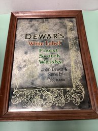 Dewar's White Label Scotch Whisky Vintage Bar Mirror