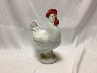 Westmoreland Milk Glass Standing Rooster Covered Candy Dish