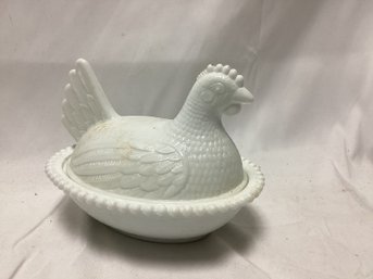 Westmoreland Milk Glass Standing Rooster Covered Candy Dish