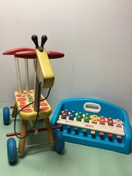 1966 Playskool Ride On Giraffe And Fisher Price Piano