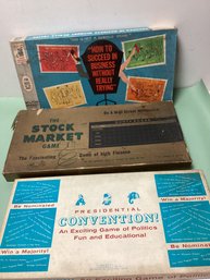 Vintage Boardgame Lot - Presidential Convention, Stock Market