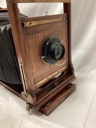 Full Plate Accordion Camera With Plates Antique Mahogany & Brass