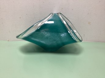 Murano Blue Art Glass Folded Bowl