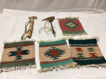 Native American Made Tribal Small Coasters And Axes