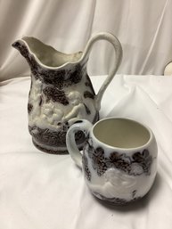 Uppsala Ekeby Mulberry Pitcher And Mug