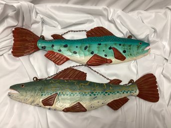 Pair Of Wooden Fish Wall Hanging Decor