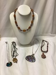 Precious Stone And Beaded Necklace Lot